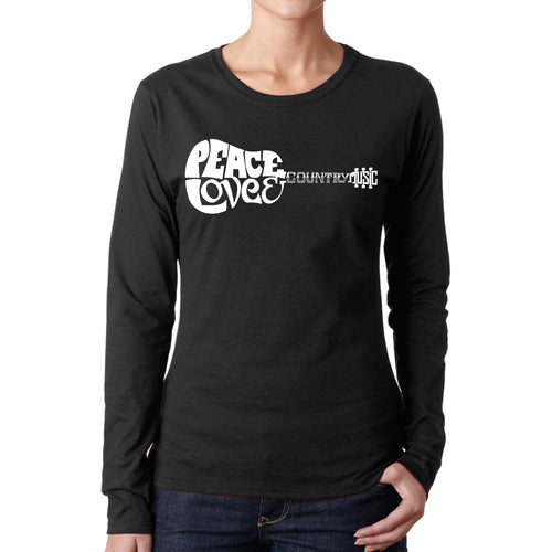 Peace Love Country  - Women's Word Art Long Sleeve T-Shirt