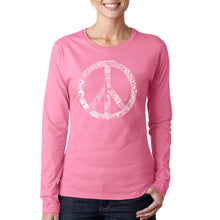 Load image into Gallery viewer, PEACE, LOVE, &amp; MUSIC - Women&#39;s Word Art Long Sleeve T-Shirt