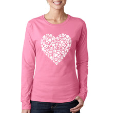 Load image into Gallery viewer, Paw Prints Heart  - Women&#39;s Word Art Long Sleeve T-Shirt