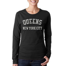 Load image into Gallery viewer, POPULAR NEIGHBORHOODS IN QUEENS, NY - Women&#39;s Word Art Long Sleeve T-Shirt