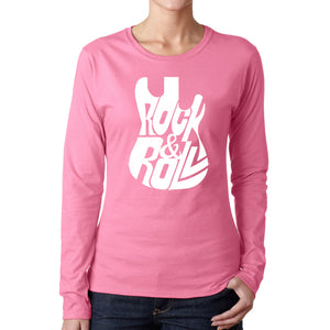 Rock And Roll Guitar - Women's Word Art Long Sleeve T-Shirt