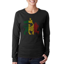 Load image into Gallery viewer, One Love Rasta Lion - Women&#39;s Word Art Long Sleeve T-Shirt