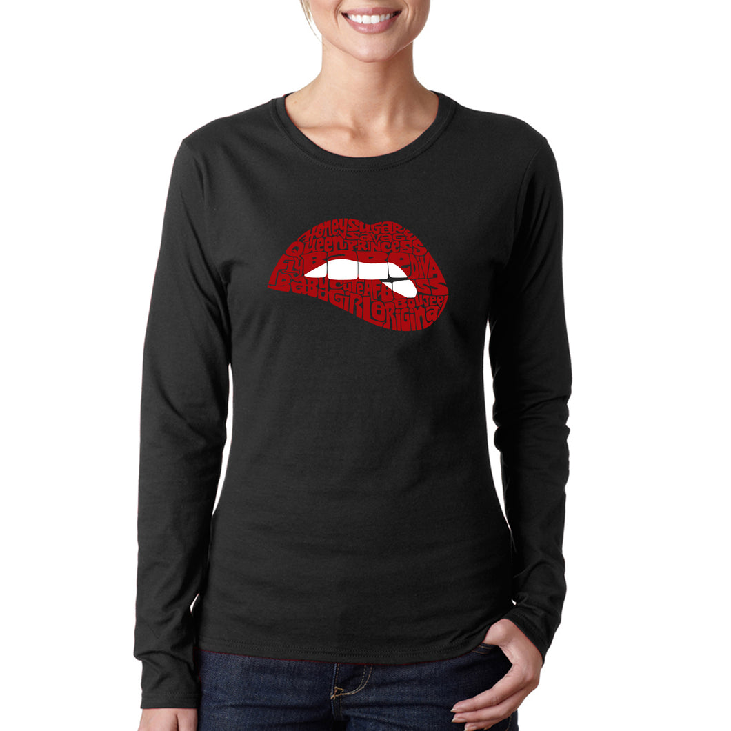 Savage Lips - Women's Word Art Long Sleeve T-Shirt