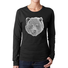Load image into Gallery viewer, Bear Face  - Women&#39;s Word Art Long Sleeve T-Shirt