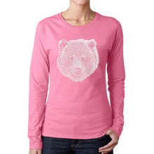 Load image into Gallery viewer, Bear Face  - Women&#39;s Word Art Long Sleeve T-Shirt
