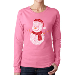 Christmas Snowman - Women's Word Art Long Sleeve T-Shirt