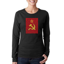 Load image into Gallery viewer, Lyrics to the Soviet National Anthem - Women&#39;s Word Art Long Sleeve T-Shirt