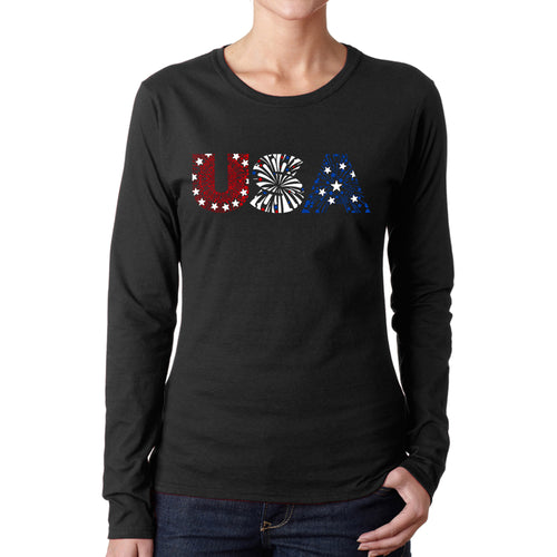 USA Fireworks - Women's Word Art Long Sleeve T-Shirt