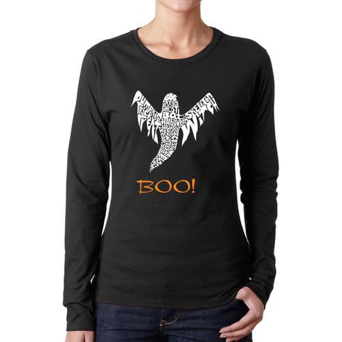 Halloween Ghost - Women's Word Art Long Sleeve T-Shirt