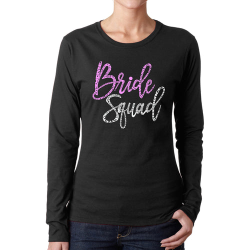 Women's Word Art Long Sleeve T-Shirt - Bride Squad
