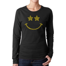 Load image into Gallery viewer, Rockstar Smiley  - Women&#39;s Word Art Long Sleeve T-Shirt