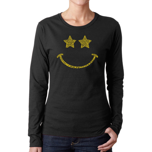 Rockstar Smiley  - Women's Word Art Long Sleeve T-Shirt