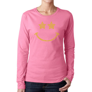 Rockstar Smiley  - Women's Word Art Long Sleeve T-Shirt