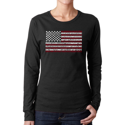 50 States USA Flag  - Women's Word Art Long Sleeve T-Shirt