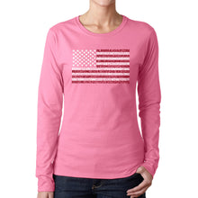 Load image into Gallery viewer, 50 States USA Flag  - Women&#39;s Word Art Long Sleeve T-Shirt