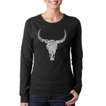 Load image into Gallery viewer, Texas Skull - Women&#39;s Word Art Long Sleeve T-Shirt