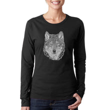 Load image into Gallery viewer, Wolf - Women&#39;s Word Art Long Sleeve T-Shirt