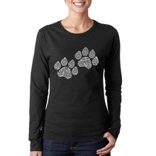 Load image into Gallery viewer, Woof Paw Prints -  Women&#39;s Word Art Long Sleeve T-Shirt