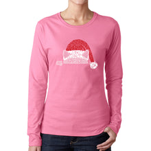 Load image into Gallery viewer, Christmas Peeking Cat - Women&#39;s Word Art Long Sleeve T-Shirt