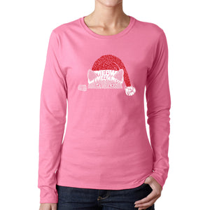Christmas Peeking Cat - Women's Word Art Long Sleeve T-Shirt