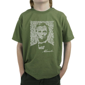 ABRAHAM LINCOLN GETTYSBURG ADDRESS - Boy's Word Art T-Shirt
