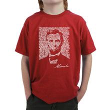 Load image into Gallery viewer, ABRAHAM LINCOLN GETTYSBURG ADDRESS - Boy&#39;s Word Art T-Shirt
