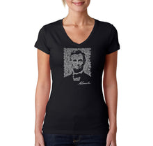 Load image into Gallery viewer, ABRAHAM LINCOLN GETTYSBURG ADDRESS - Women&#39;s Word Art V-Neck T-Shirt