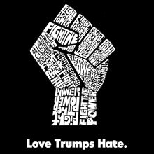 Load image into Gallery viewer, LA Pop Art Women&#39;s Dolman Word Art Shirt - Love Trumps Hate Fist