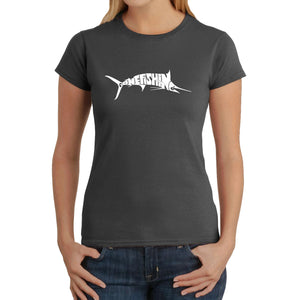 Marlin Gone Fishing - Women's Word Art T-Shirt