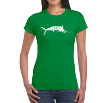 Load image into Gallery viewer, Marlin Gone Fishing - Women&#39;s Word Art T-Shirt