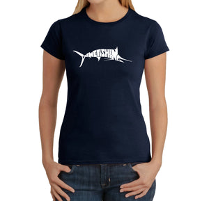 Marlin Gone Fishing - Women's Word Art T-Shirt