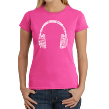 Load image into Gallery viewer, Music in Different Languages Headphones - Women&#39;s Word Art T-Shirt