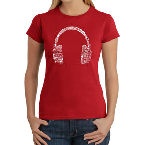 Music in Different Languages Headphones - Women's Word Art T-Shirt