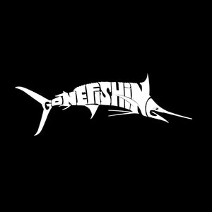 Gone Fishing Marlin - Men's Word Art Crewneck Sweatshirt