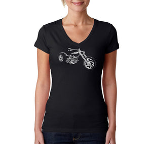 MOTORCYCLE - Women's Word Art V-Neck T-Shirt