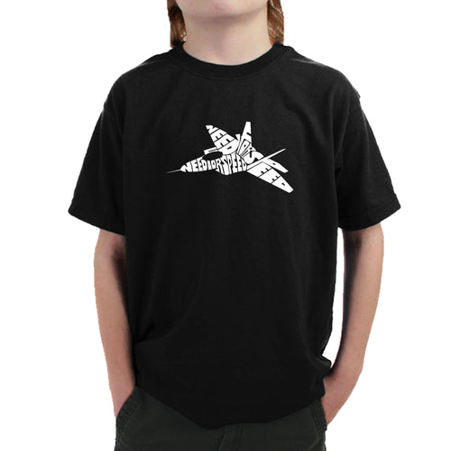 FIGHTER JET NEED FOR SPEED - Boy's Word Art T-Shirt