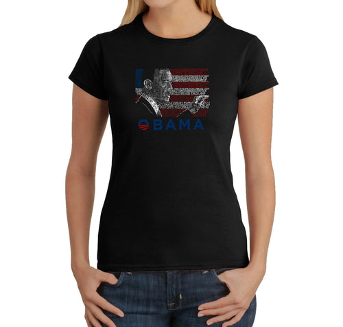 OBAMA AMERICA THE BEAUTIFUL - Women's Word Art T-Shirt
