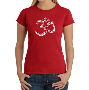 THE OM SYMBOL OUT OF YOGA POSES - Women's Word Art T-Shirt