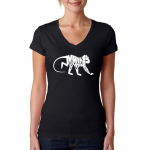 Monkey Business - Women's Word Art V-Neck T-Shirt