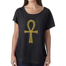 Load image into Gallery viewer, LA Pop Art Women&#39;s Dolman Word Art Shirt - ANKH