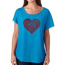 Load image into Gallery viewer, LA Pop Art Women&#39;s Dolman Cut Word Art Shirt - Country Music Heart