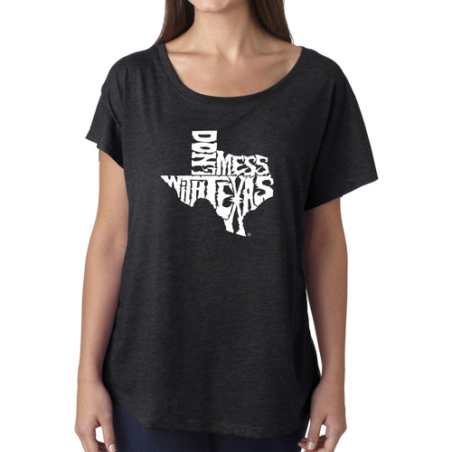 LA Pop Art Women's Dolman Word Art Shirt - DONT MESS WITH TEXAS