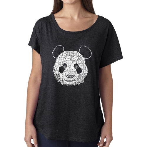 LA Pop Art Women's Dolman Word Art Shirt - Panda