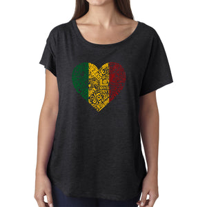 LA Pop Art Women's Dolman Word Art Shirt - One Love Heart