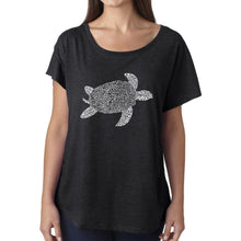 Load image into Gallery viewer, LA Pop Art Women&#39;s Dolman Word Art Shirt - Turtle