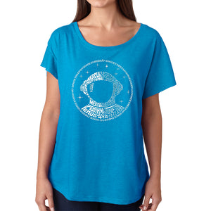 LA Pop Art Women's Dolman Cut Word Art Shirt - I Need My Space Astronaut