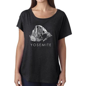 LA Pop Art Women's Dolman Word Art Shirt - Yosemite