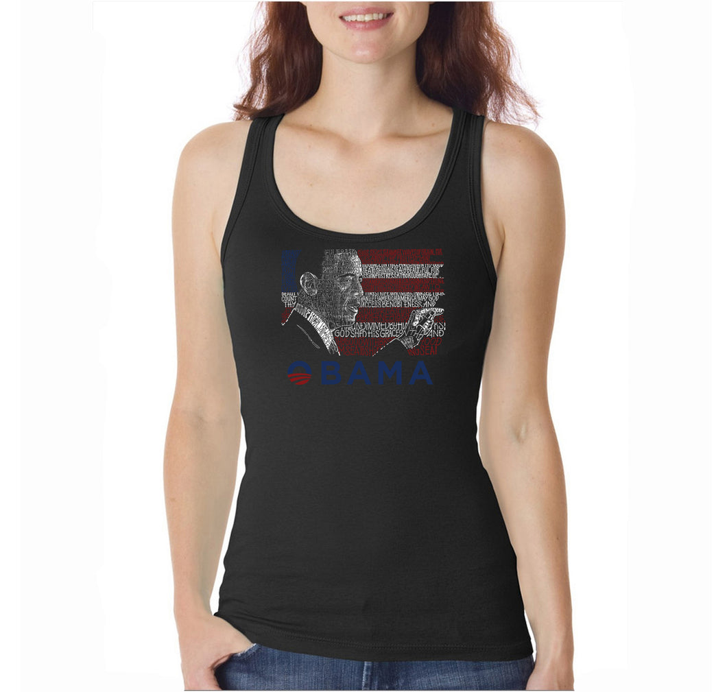 BARACK OBAMA ALL LYRICS TO AMERICA THE BEAUTIFUL - Women's Word Art Tank Top