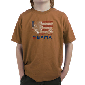 OBAMA AMERICA THE BEAUTIFUL - Boy's Word Art T-Shirt