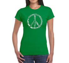 Load image into Gallery viewer, PEACE, LOVE, &amp; MUSIC - Women&#39;s Word Art T-Shirt